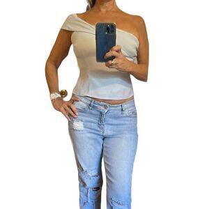 SUPERDOWN One  Shoulder Crop Sleeveless Top.Size S